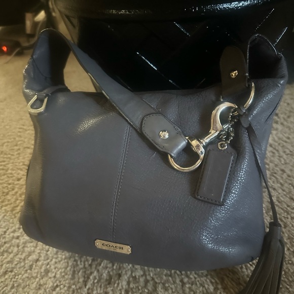 Coach Charcoal Leather Shoulder Bag - Picture 2 of 16
